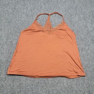 Flora by Flora Nikrooz Tank Top Women Medium Burnt Orange Lace Trim Racerback‎